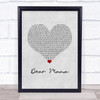 2Pac Dear Mama Grey Heart Song Lyric Print