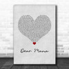 2Pac Dear Mama Grey Heart Song Lyric Print