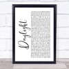 5 Seconds Of Summer Daylight White Script Song Lyric Print