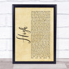 5 Seconds Of Summer High Rustic Script Song Lyric Print