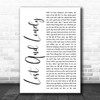 Aaron Lewis Lost And Lonely White Script Song Lyric Print