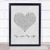 ABBA My Love My Life Grey Heart Song Lyric Print