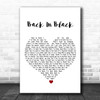 ACDC Back In Black White Heart Song Lyric Print