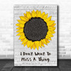 Aerosmith I Don't Want To Miss A Thing Grey Script Sunflower Song Lyric Print