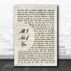 Andrew Lloyd Webber All I Ask of You Vintage Script Song Lyric Print