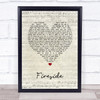 Arctic Monkeys Fireside Script Heart Song Lyric Print