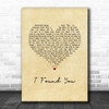 Axwell I Found You Vintage Heart Song Lyric Print
