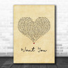 Ayo Jay Want You Vintage Heart Song Lyric Print