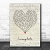 Backstreet Boys Incomplete Script Heart Song Lyric Print