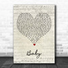 Bakermat Baby Script Heart Song Lyric Print