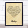 Bakermat Baby Vintage Heart Song Lyric Print