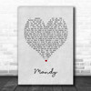 Barry Manilow Mandy Grey Heart Song Lyric Print