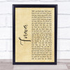 Bart Crow Band Forever Rustic Script Song Lyric Print