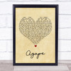 Bear's Den Agape Vintage Heart Song Lyric Print