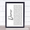 Beartooth Disease White Script Song Lyric Print