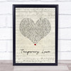 Ben Platt Temporary Love Script Heart Song Lyric Print