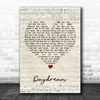 Benji Matthews Daydream Script Heart Song Lyric Print