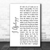 Billy Eckstine I Apologize White Script Song Lyric Print