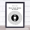 Billy Joel New York State Of Mind Vinyl Record Song Lyric Print