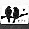 Birdy Wings Lovebirds Black & White Song Lyric Print