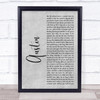 Blake Shelton Austin Grey Rustic Script Song Lyric Print