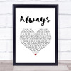 Blink-182 Always White Heart Song Lyric Print