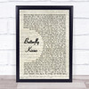 Bob Carlyle Butterfly Kisses Vintage Script Song Lyric Print