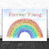 Bob Dylan Forever Young Watercolour Rainbow & Clouds Song Lyric Print