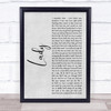 Brett Young Lady Grey Rustic Script Song Lyric Print