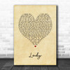 Brett Young Lady Vintage Heart Song Lyric Print