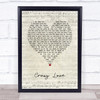 Brian McKnight Crazy Love Script Heart Song Lyric Print