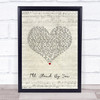 Bruce Springsteen Ill Stand by You Script Heart Song Lyric Print