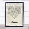 Bruno Major Home Script Heart Song Lyric Print