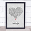 Cameo Candy Grey Heart Song Lyric Print