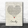 Cameo Candy Script Heart Song Lyric Print