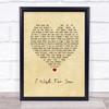 Carl Wilson I Wish For You Vintage Heart Song Lyric Print