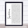 Celine Dion Imperfections White Script Song Lyric Print