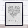 Céline Dion The Power Of Love Grey Heart Song Lyric Print