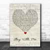 Chanyeol & Punch Stay With me Script Heart Song Lyric Print