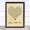 Chanyeol & Punch Stay With me Vintage Heart Song Lyric Print