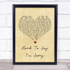 Chicago Hard To Say I'm Sorry Vintage Heart Song Lyric Print