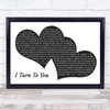 Christina Aguilera I Turn To You Landscape Black & White Two Hearts Song Lyric Print