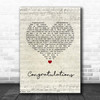 Cliff Richard Congratulations Script Heart Song Lyric Print