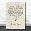 Coldplay Green Eyes Script Heart Song Lyric Print