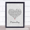 Coldplay Miracles Grey Heart Song Lyric Print