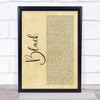 Dave Black Rustic Script Song Lyric Print