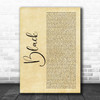 Dave Black Rustic Script Song Lyric Print