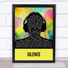 Delerium Silence Multicolour Man Headphones Song Lyric Print