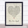 Depeche Mode It's No Good Script Heart Song Lyric Print