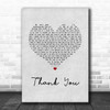 Dido Thank You Grey Heart Song Lyric Print